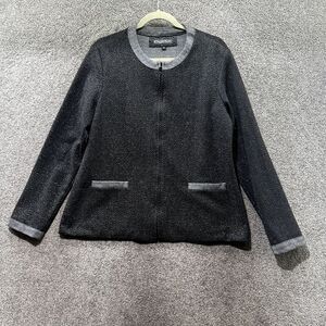 Cheryl Nash Full Zip Sweater Women‎ XL Gray Pockets Classic Timeless Capsule USA